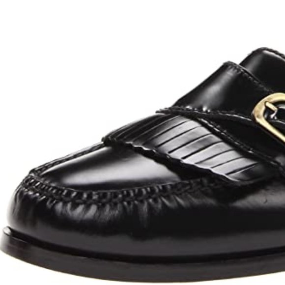 Black Leather Pinch Kiltie Buckle Slip-on Loafer - Picture 8 of 8